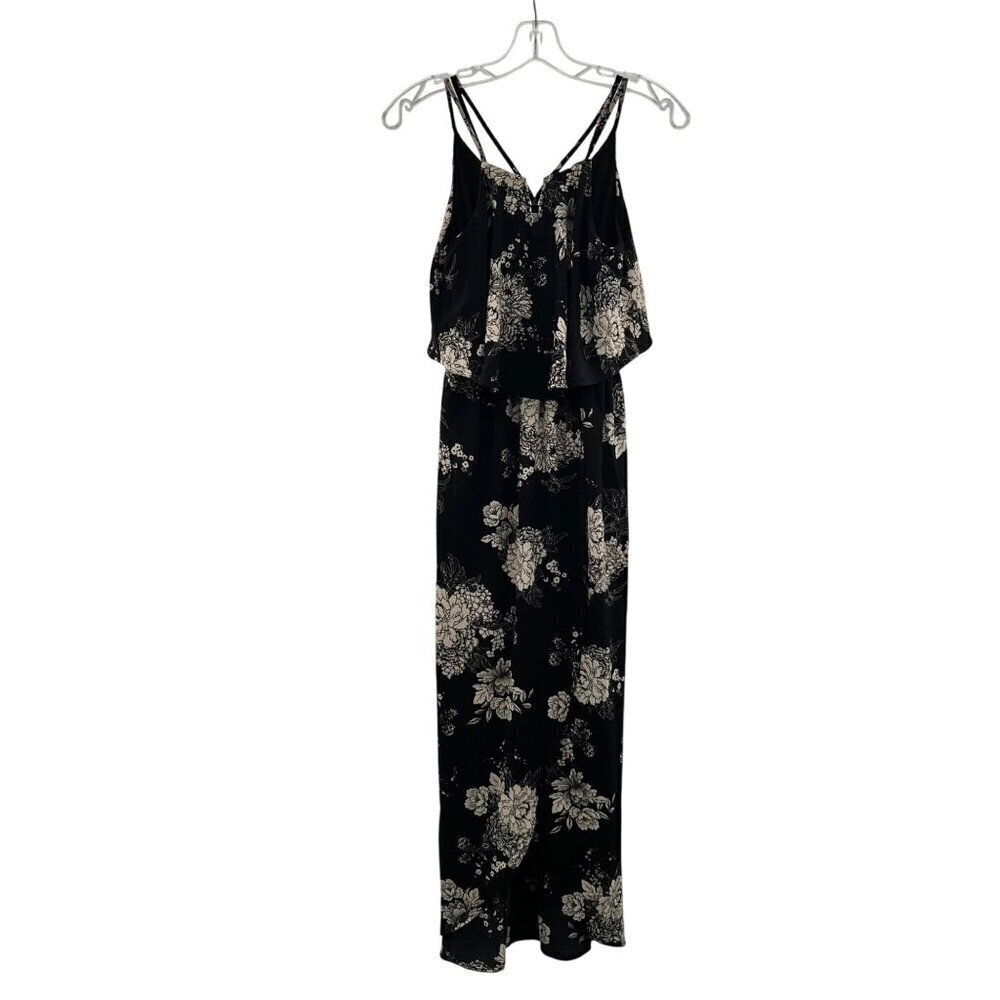 Monteau Women's Floral Hi Low Dress Double Strap Black/Multi Size Small